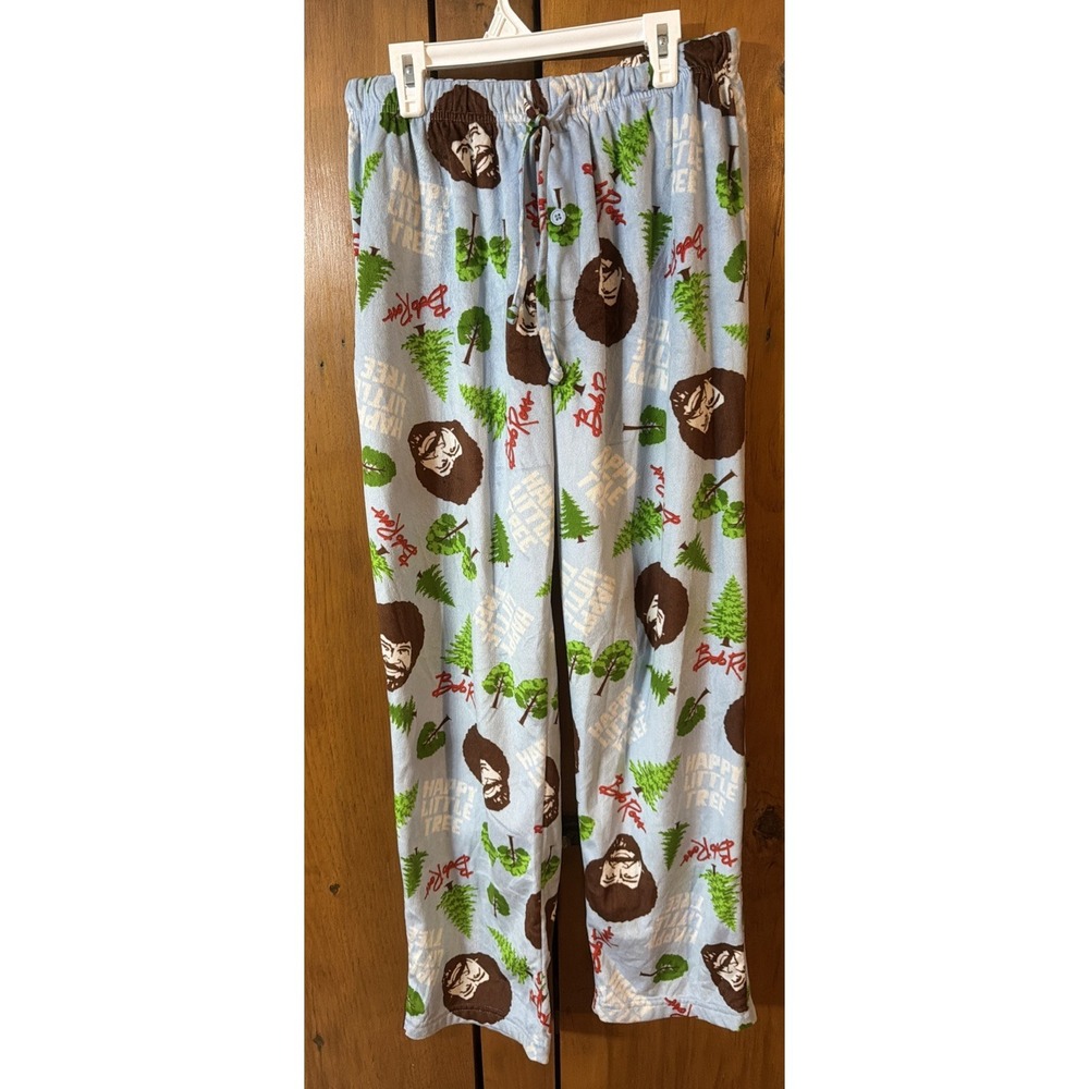 SIZE Medium Bob Ross Pajama Pants Happy Little Trees Lounge Sleep Very Soft EUC